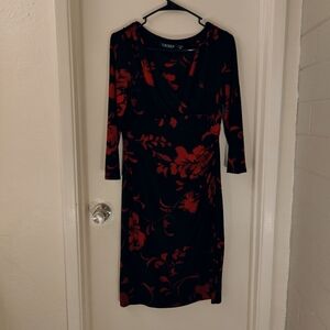 Lauren Ralph Lauren black and red floral dress size 6